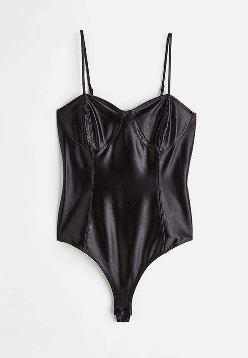 H&M - Shimmering thong body - black