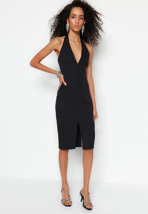 Trendyol - Halterneck midi dress - black
