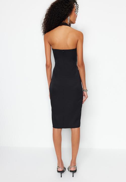 Trendyol - Halterneck midi dress - black