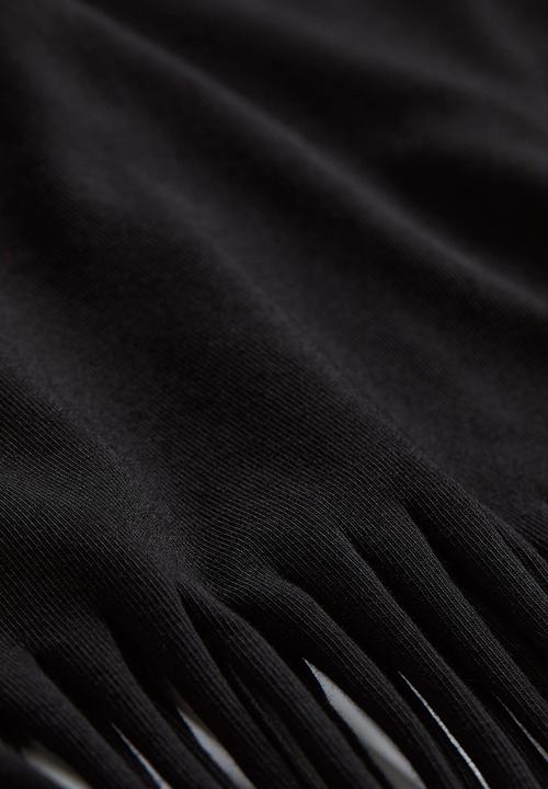 H&M - Fringe-trimmed top - black
