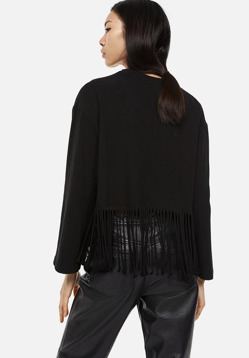 H&M - Fringe-trimmed top - black
