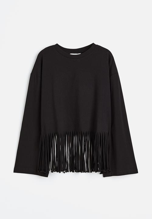 H&M - Fringe-trimmed top - black