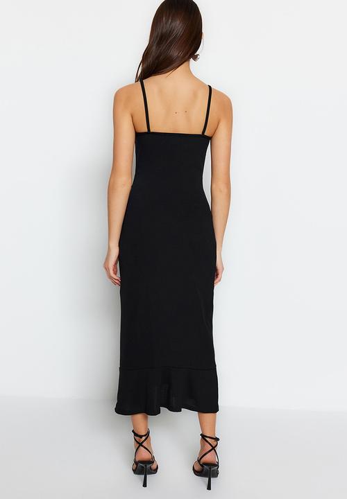 Trendyol - Twist front detail midi dress - black