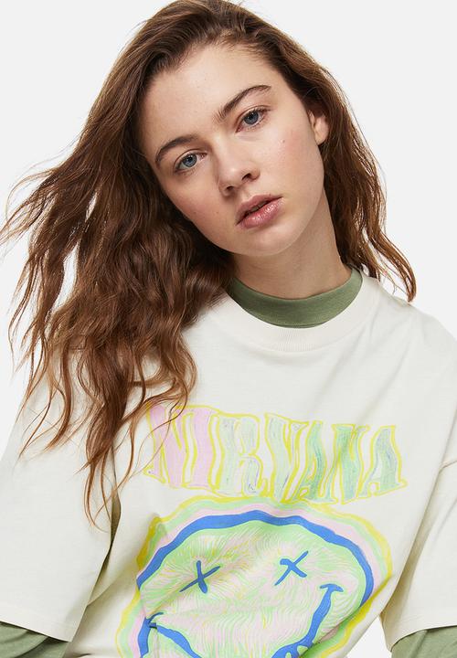 H&M - Oversized printed T-shirt - cream/nirvana