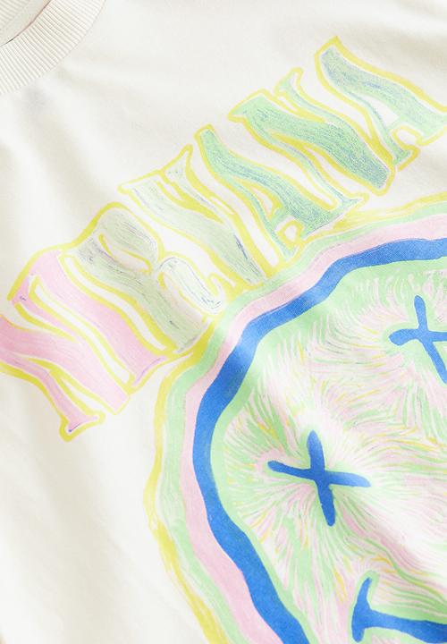 H&M - Oversized printed T-shirt - cream/nirvana