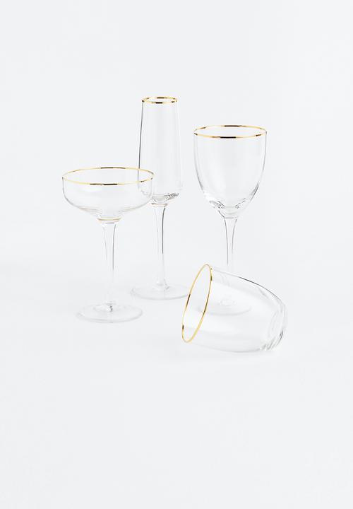 H&M - Champagne flute - clear glass/gold-coloured