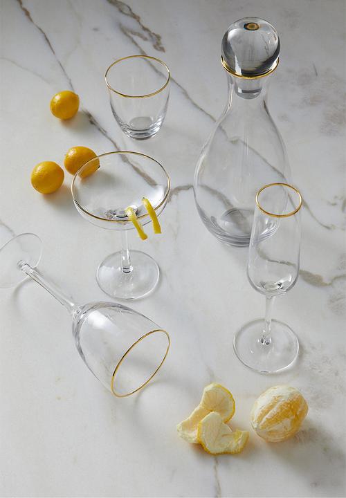 H&M - Champagne flute - clear glass/gold-coloured