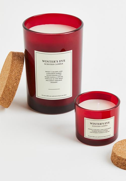 H&M - Large cork-lid scented candle - red/winter’s eve