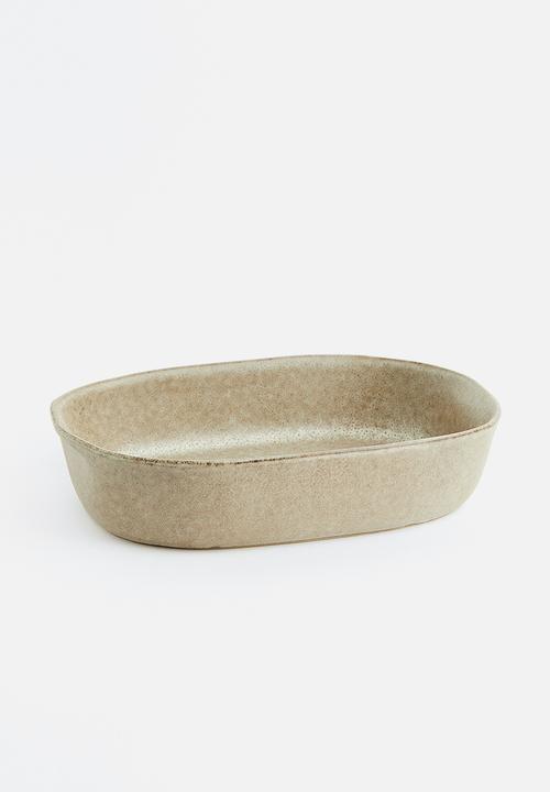 Glazed stoneware baking dish - beige