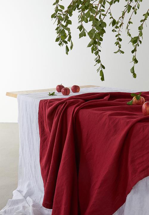 H&M - Washed linen tablecloth - dark red