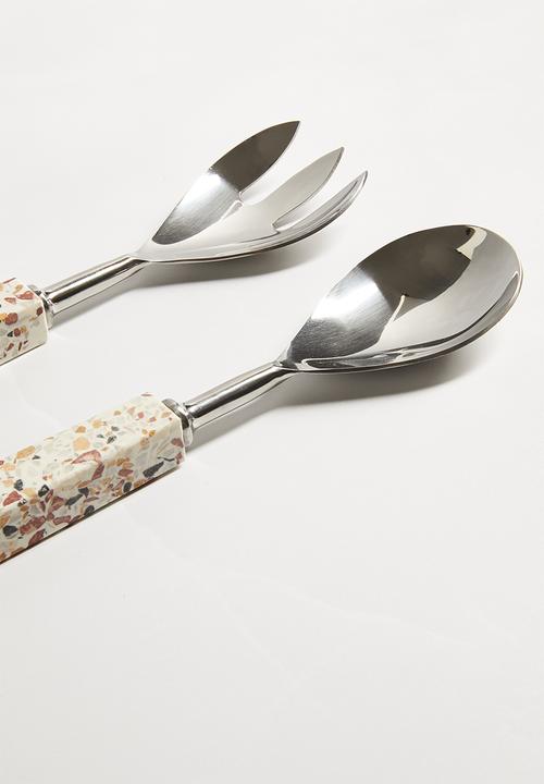 Sixth Floor - Salad server set of 2 with terrazzo texture handles - multi 