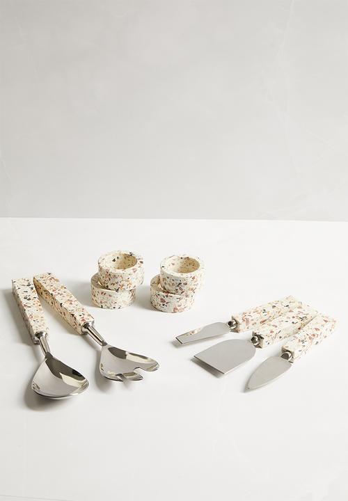 Sixth Floor - Salad server set of 2 with terrazzo texture handles - multi 