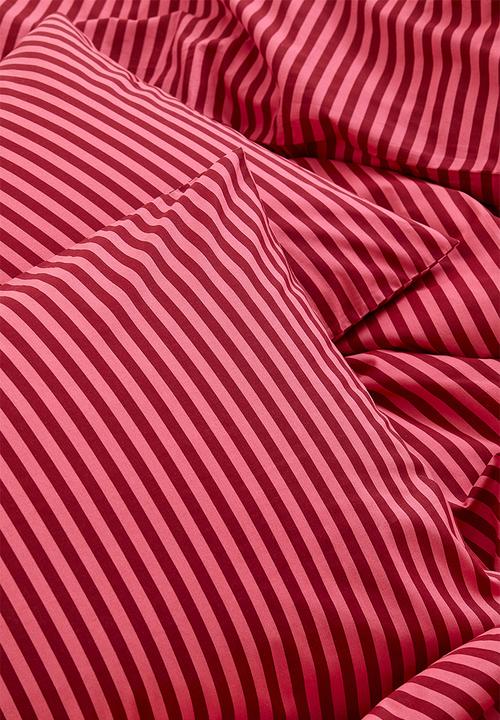 H&M - Patterned double duvet cover set - pink/striped