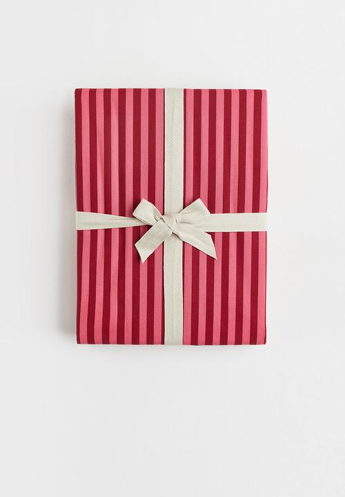 H&M - Patterned double duvet cover set - pink/striped