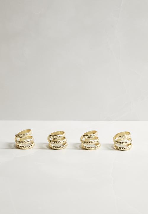 Sixth Floor - Snake napkin rings set of 4 - gold