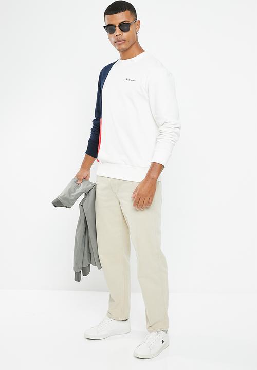 Ben Sherman - Col block crew sweater - ivory