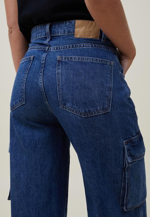 Cotton On - Cargo wide leg jean - nordic blue