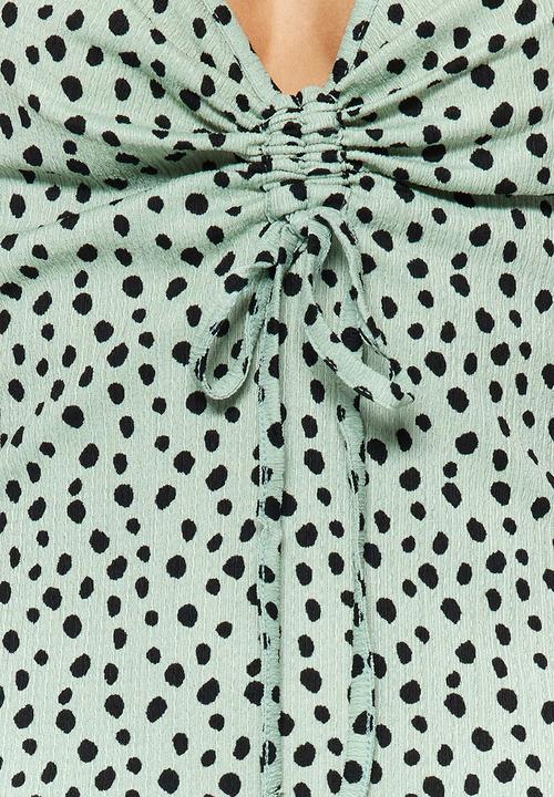 Trendyol - Ruched v-neck detail dress - mint