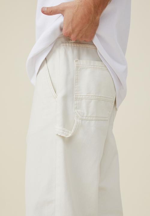Cotton On - Loose fit pant - washed ecru carpenter 