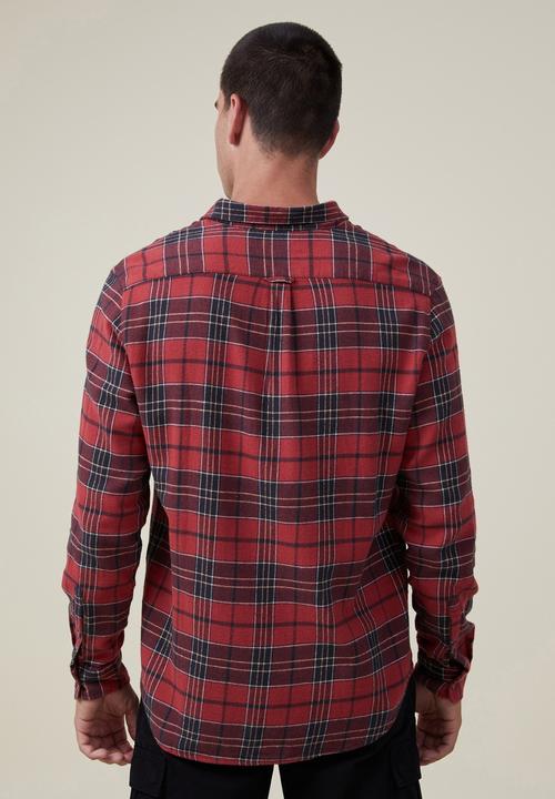 Cotton On - Boston long sleeve shirt - red worker check 