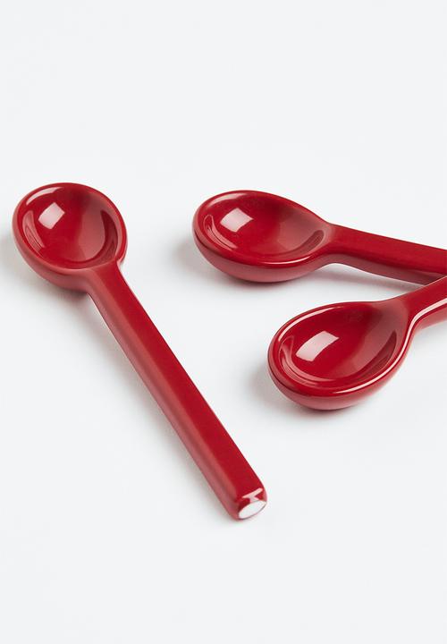H&M - 3-pack porcelain teaspoons - red
