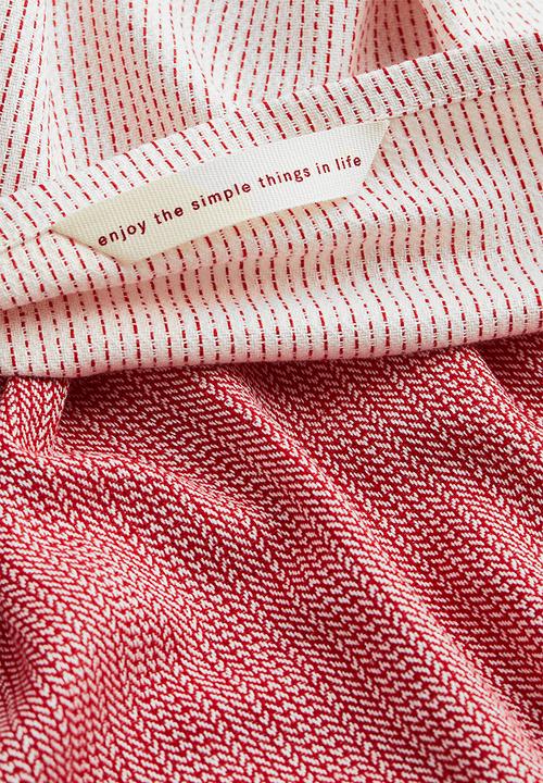 H&M - 2-pack cotton tea towels - red/patterned