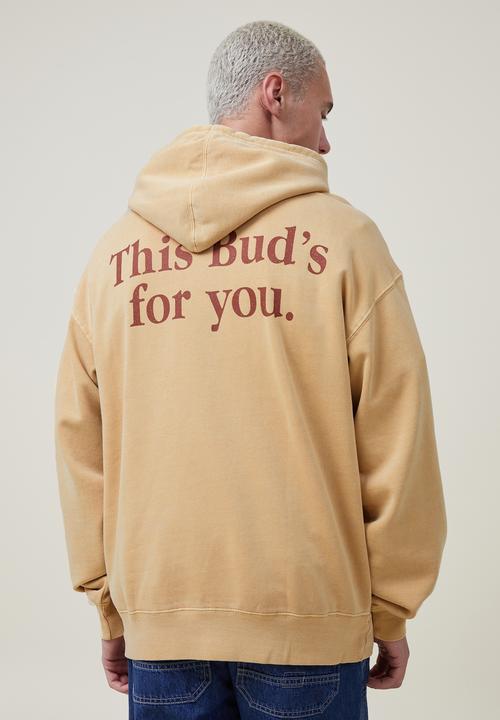 Cotton On - Budweiser oversized fleece hoodie - lcn bud sunbleach
