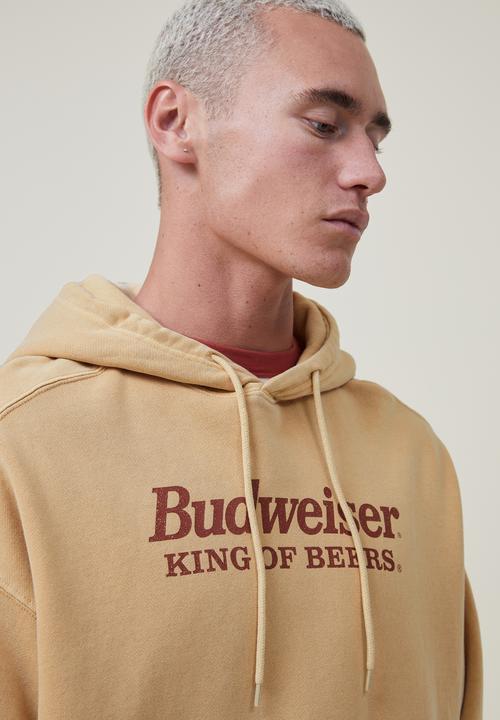 Cotton On - Budweiser oversized fleece hoodie - lcn bud sunbleach