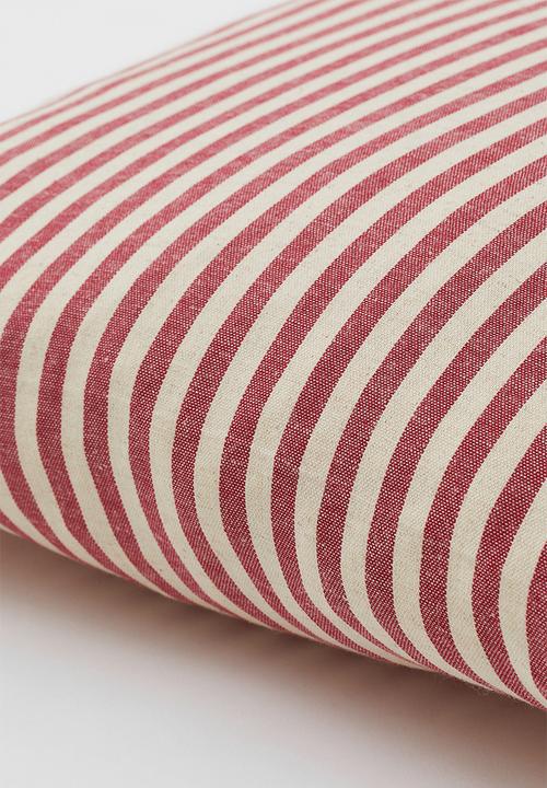H&M - Linen-blend cushion cover - red/striped