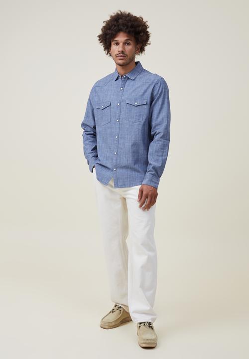 Cotton On - Dallas long sleeve shirt - vintage indigo 