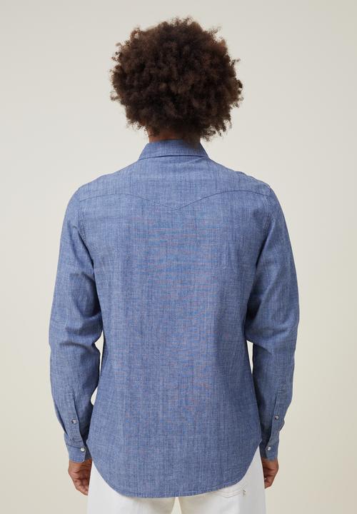 Cotton On - Dallas long sleeve shirt - vintage indigo 