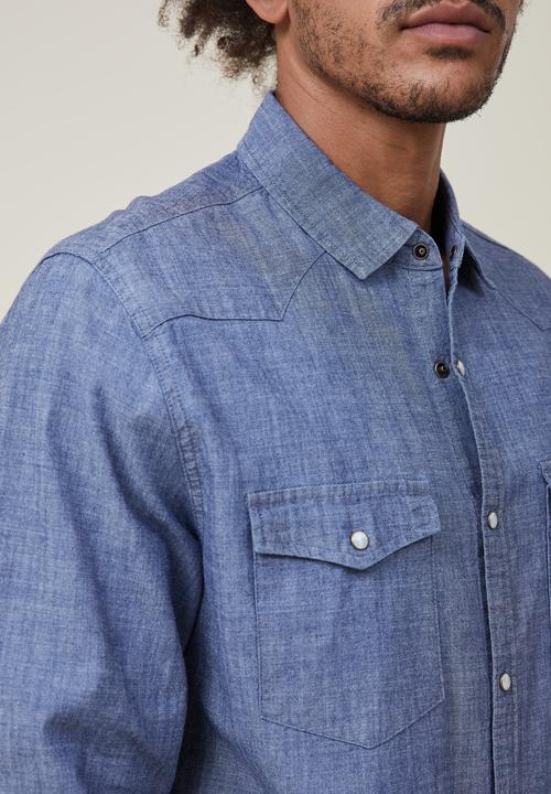 Cotton On - Dallas long sleeve shirt - vintage indigo 