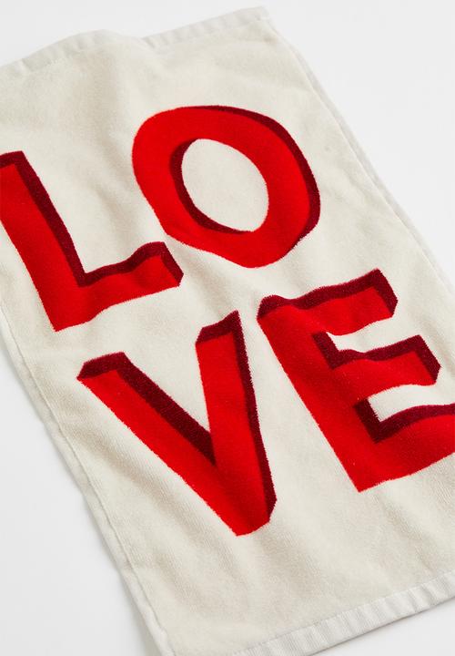 H&M - 2-pack printed guest towels - natural white/love