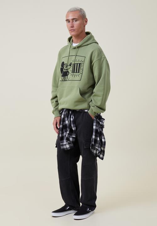 Cotton On - Mickey oversized hoodie - lcn dis matcha/keith haring freedom