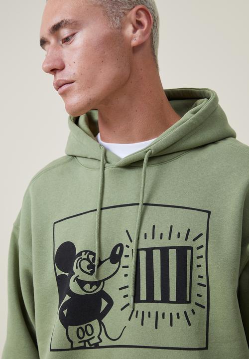 Cotton On - Mickey oversized hoodie - lcn dis matcha/keith haring freedom