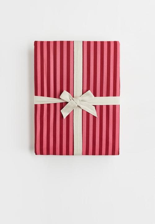 H&M - Patterned single duvet cover set - pink/striped