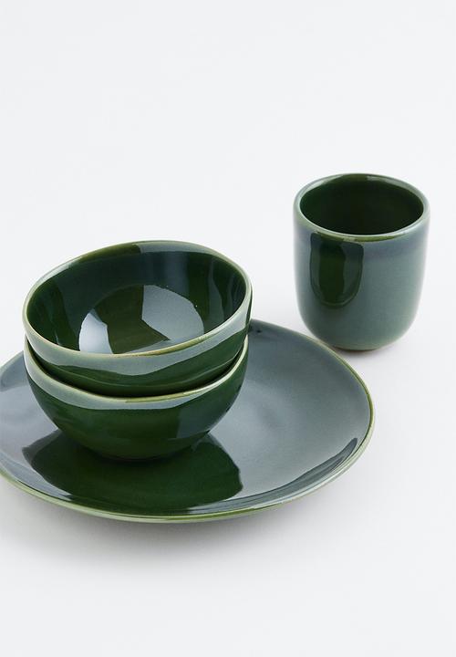 H&M - Small stoneware plate - green