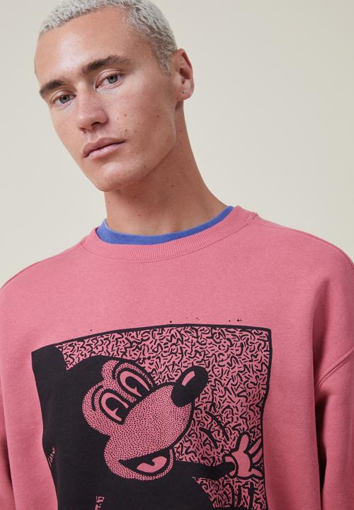 Cotton On - Mickey oversized sweater - lcn dis soft red/speckled mickey