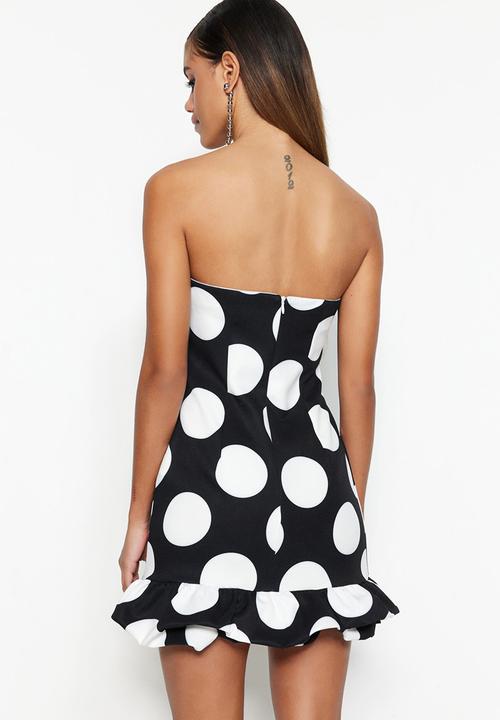 Trendyol - Sweetheart polka dot dress - black/white