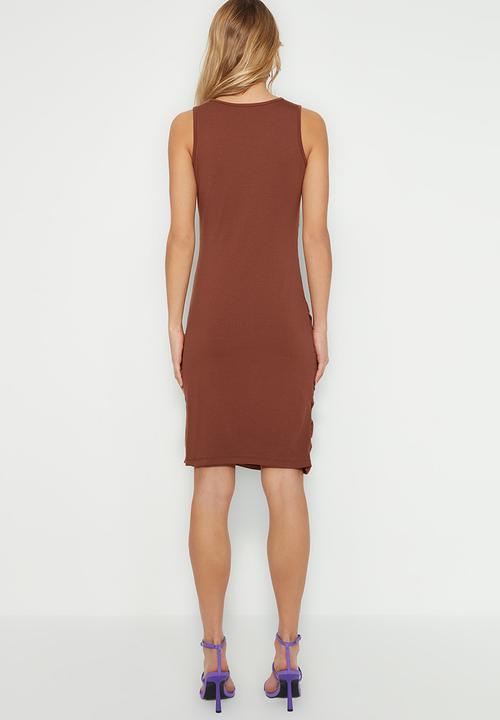 Trendyol - Mini ruched dresss - brown