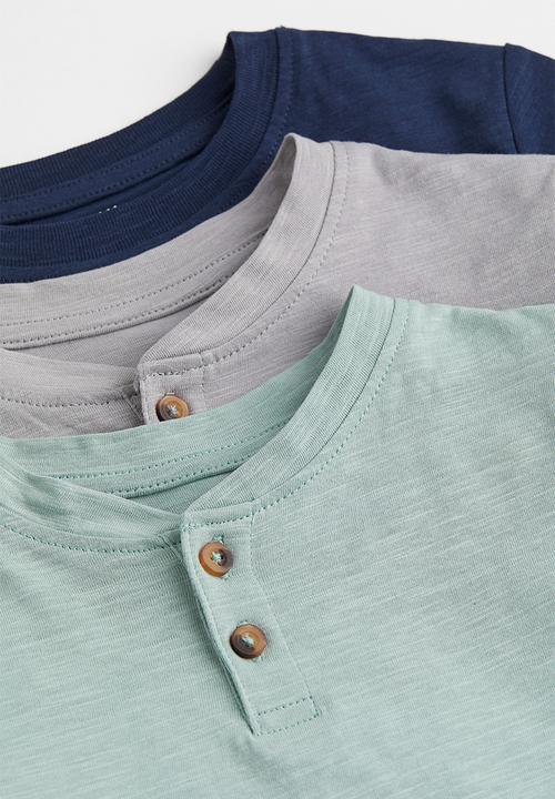H&M - 3-Pack henley tops - dark blue/light grey 
