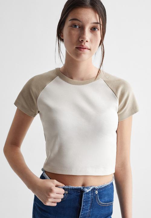 MANGO - T-shirt insti - beige