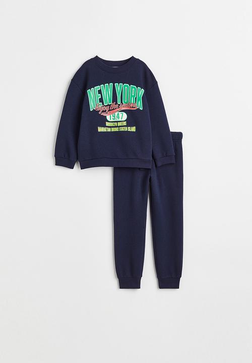 H&M - 2-Piece sweatshirt set - dark blue/new york 