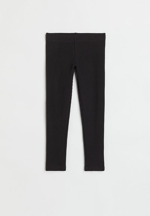 H&M - Ribbed cotton leggings - black