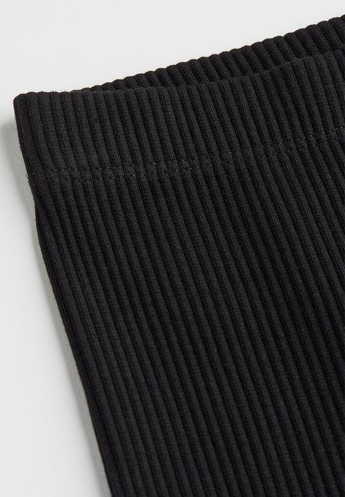 H&M - Ribbed cotton leggings - black
