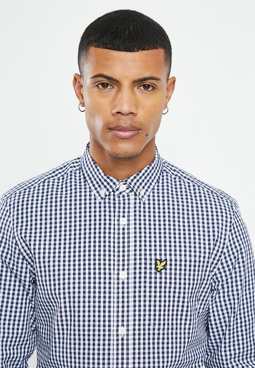 Lyle & Scott - Slim fit gingham shirt - navy & white