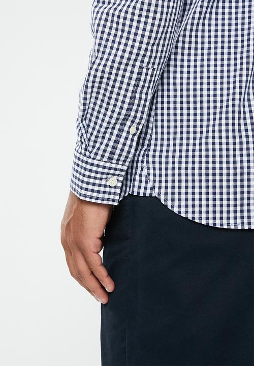 Lyle & Scott - Slim fit gingham shirt - navy & white