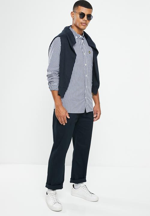 Lyle & Scott - Slim fit gingham shirt - navy & white
