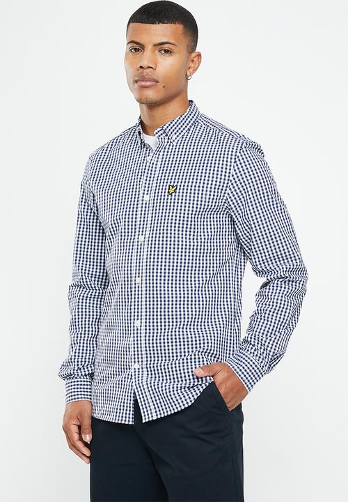 Lyle & Scott - Slim fit gingham shirt - navy & white
