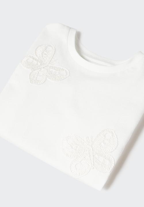 MANGO - T-shirt crochetb - off white